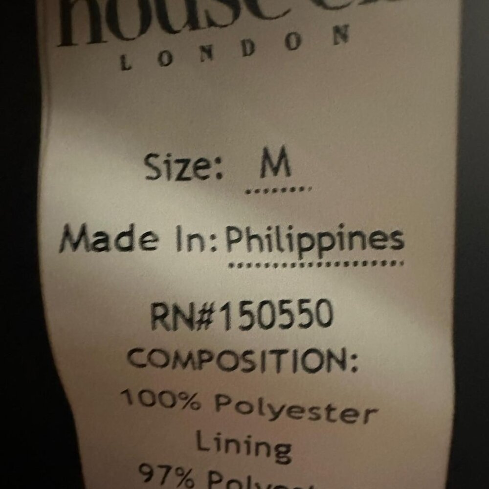 NEW HOUSE OF CB 'Domenica' Black & Gold Foil Print Mini Dress Size M  #MD2198 - Picture 9 of 9